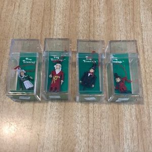 Lot of 4 Tiny Trimmings pewter Christmas holiday ornaments